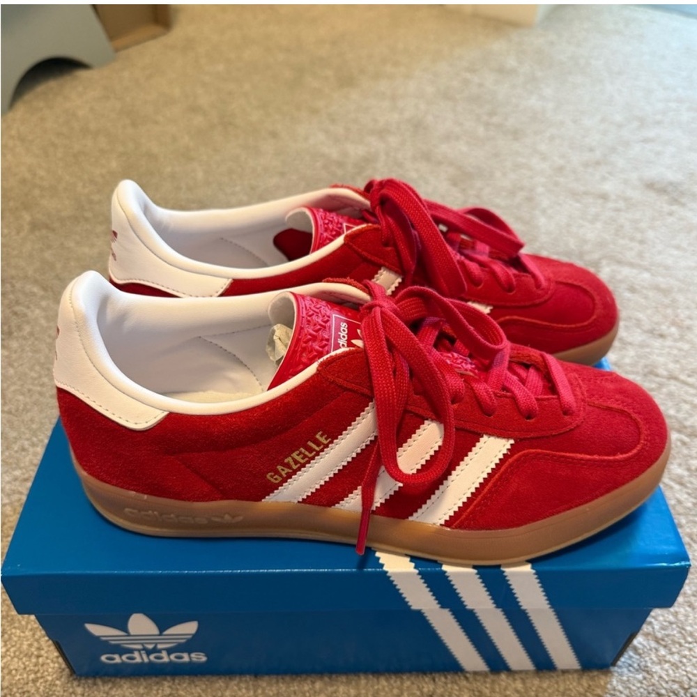 Adidas Red and White Retro Sneakers